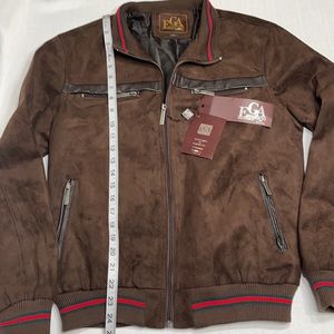 EMPORIO COLLECTION MEN'S BROWN SUEDE LEATHER ZIPPER UP JACKET EGA size small NWT